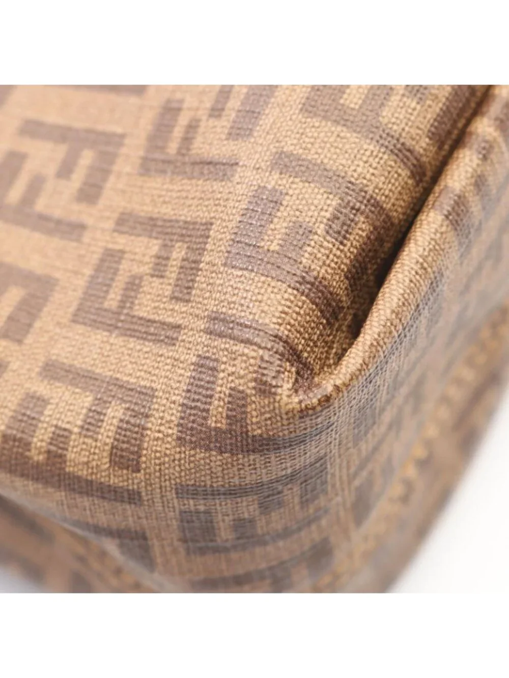 Fendi Tote Zucchino Brown Canvas Leather Handbag